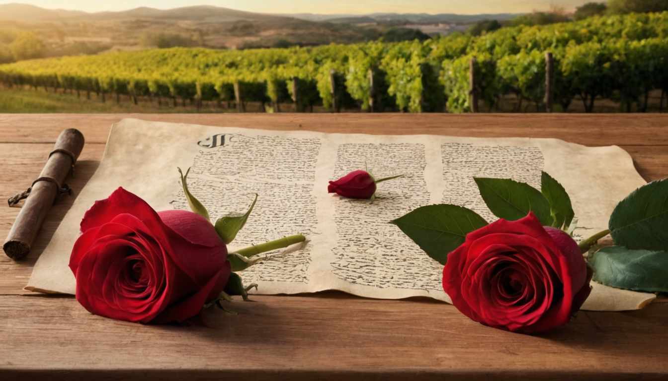 Pergamí antic amb roses vermelles per explicar l'origen del nom Sant Jordi